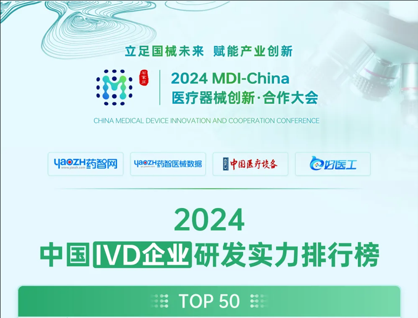 【喜讯】高瑞特入选2024中国IVD企业研发实力排行榜50强！